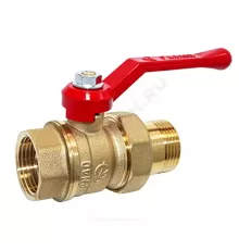 Кран шаровой латунь Стандарт 222 аналог 11б27п1 Ду 25 Ру40 ВР/"американка" полнопроходной рычаг красный ГАЛЛОП 107158