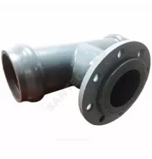 Тройник НПВХ SDR26 Дн 160х100 Ру10 серый напорный раструб/фланец под соединение с уплотнительным кольцом фланец сталь Хемкор 2181141