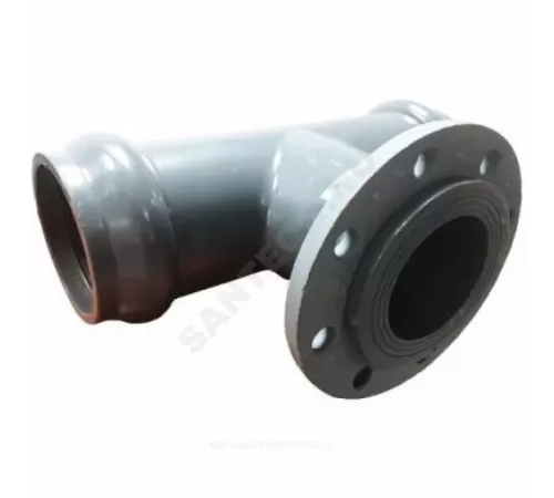 Тройник НПВХ SDR26 Дн 160х150 Ру10 серый напорный раструб/фланец под соединение с уплотнительным кольцом фланец сталь Хемкор 2181142