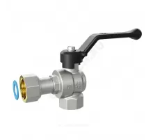 Кран шаровой латунь никель угловой Pride Ду 15 Ру40 ВР/нак. гайка рычаг черный LD 47.247.15