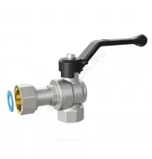 Кран шаровой латунь никель угловой Pride Ду 15 Ру40 ВР/нак. гайка рычаг черный LD 47.247.15