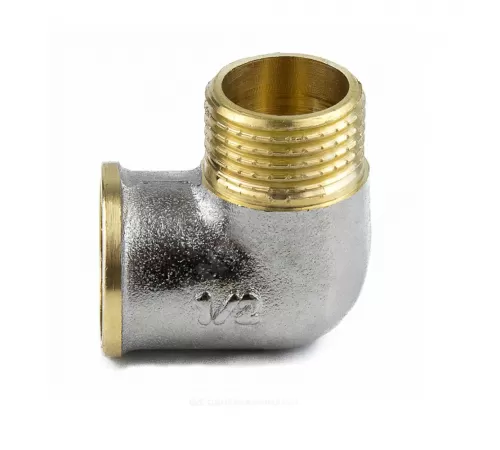 Угольник латунь никель Ду 25 (1") ВР/НР 9002 ГОСТ 32585-2013 Aquasfera 9002-03