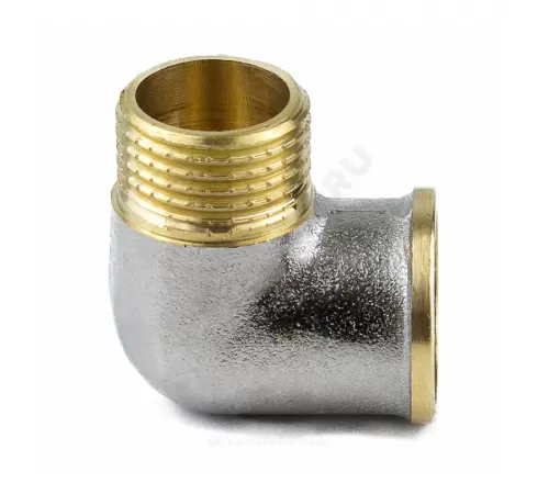 Угольник латунь никель Ду 25 (1") ВР/НР 9002 ГОСТ 32585-2013 Aquasfera 9002-03