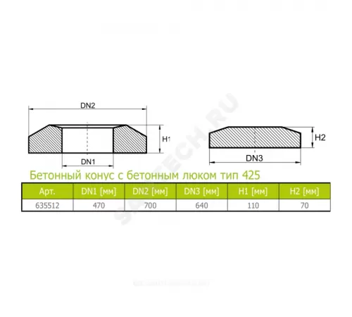 Люк бетон тип 425 с бетонным конусом Ostendorf 635512