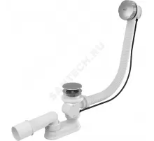Слив-перелив для ванны плоский полуавтоматический (тросик) 1 1/2"x40 с переходной трубкой 10гр 40/50 слив клапан, пробка D=70мм Alca Plast A55KM-80