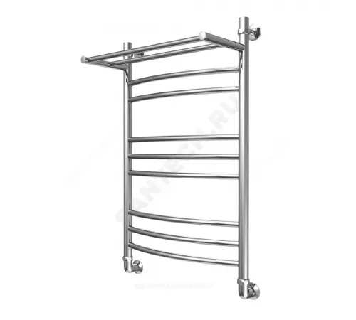 Полотенцесушитель водяной нерж сталь Лесенка Ду 25 (1") НР с полочкой 400х600мм 9П нижнее подключение в/к соединитель (1"х3/4") Элит Элит-Металл В-32-03