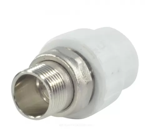 Муфта PP-R комбинированная разъемная белая Дн 20х1/2" НР для радиатора RTP (РосТурПласт) 14630