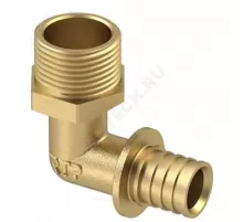 Угольник для PE-X/PE-RT труб аксиальный латунь Дн 25х1"х90гр НР RTP (РосТурПласт) 28389