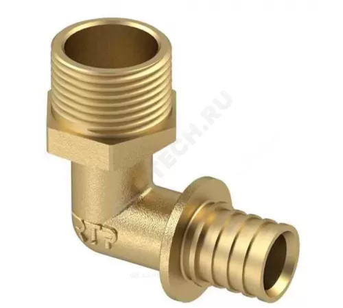 Угольник для PE-X/PE-RT труб аксиальный латунь Дн 25х1"х90гр НР RTP (РосТурПласт) 28389