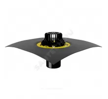 Воронка кровельная VMO/Н с вертикальным выпуском PP Дн 110 с листвоуловителем, битумным полотном, электрообогревом Fachmann 01.123