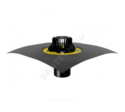 Воронка кровельная VMO/Н с вертикальным выпуском PP Дн 110 с листвоуловителем, битумным полотном, электрообогревом Fachmann 01.123