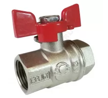 Кран шаровой латунь никель 11Б27фт1М Ду 20 Ру40 ВР полнопроходной бабочка красная VALFEX VF.217.NB1.034.PREMIUM