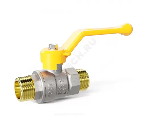 Кран шаровой латунь никель газ Pride Ду 15 Ру40 НР рычаг аналог 11б27п1 LD 47.15.Н-Н.Р