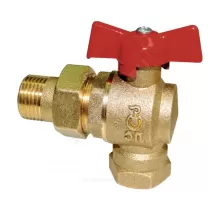 Кран шаровой латунь угловой 11б27п17 Ду 15 Ру16 ВР/"американка" полнопроходной бабочка красная Цветлит ZW10029
