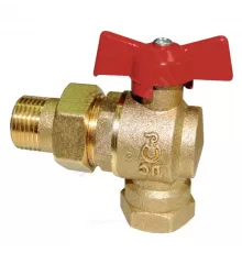 Кран шаровой латунь угловой 11б27п17 Ду 15 Ру16 ВР/"американка" полнопроходной бабочка красная Цветлит ZW10029