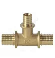 Тройник для PE-X труб аксиальный латунь Дн 25х16х20 переходной РОС