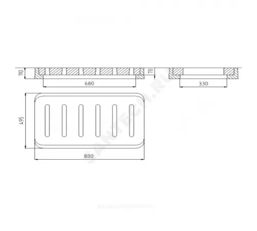 Дождеприемник полимер (магистральный) 800х495мм черный прямоугольный h=110мм m=44кг 250кН Ростполимерпром