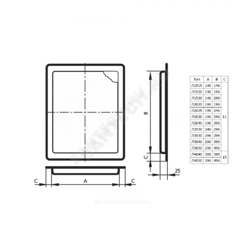 Люк-дверца с фланцем пластик 150х200 Эра Л Л1520