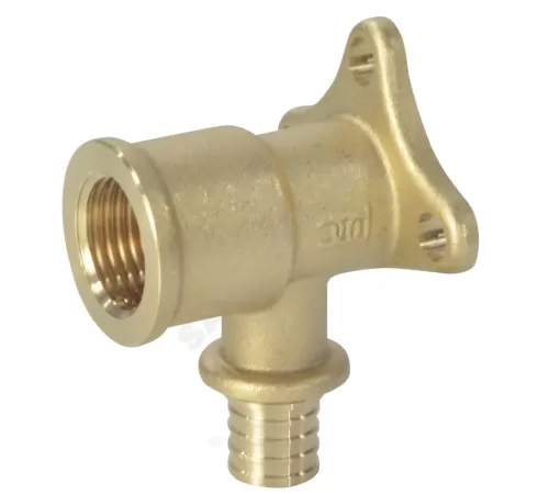 Водорозетка для PE-X труб аксиальная латунь Дн 20х1/2" ВР с фланцем РОС