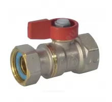 Кран шаровой латунь никель R251 Ду 20 Ру16 ВР/нак. гайка флажок красный Giacomini R251PX014