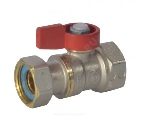Кран шаровой латунь никель R251 Ду 20 Ру16 ВР/нак. гайка флажок красный Giacomini R251PX014