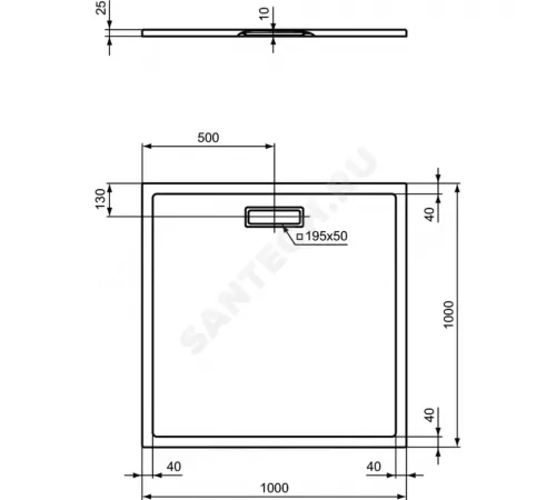 Поддон душевой акрил квадрат ULTRAFLAT NEW 1000х1000х25 Ideal Standard T448801