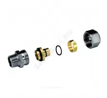 Муфта для МП/PE-X труб латунь хром Дн 26х3,0х1" НР R187M Giacomini R187MX115