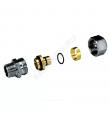 Муфта для МП/PE-X труб латунь хром Дн 16х2,0х1/2" НР R187M Giacomini R187MX048