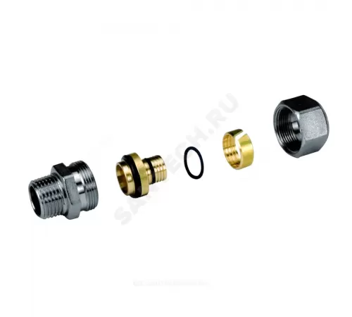 Муфта для МП/PE-X труб латунь хром Дн 20х2,0х1/2" НР R187M Giacomini R187MX062