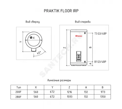 Водонагреватель электрический накопительный 200 л 6 кВт IRP 200 F THERMEX ЭдЭ001193