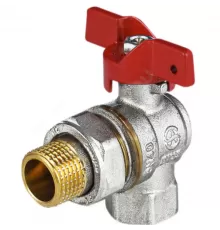 Кран шаровой латунь никель угловой 1011 Euro Ду 15 Ру40 ВР/"американка" полнопроходной бабочка красная Aquasfera 1011-01 .