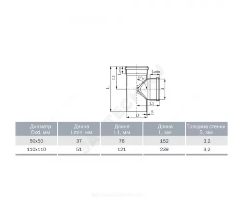 Тройник НПВХ серый Дн 50х50х87гр б/нап в/к ТУ 6-49-33-92 Агригазполимер