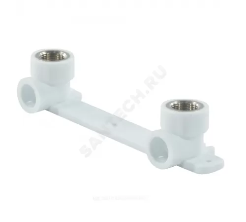 Планка PP-R монтажная белая Дн 25х3/4" ВР под смеситель с водорозетками VALFEX 10124325