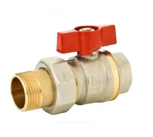 Кран шаровой латунь BVR-FR Ду 20 Ру40 ВР/"американка" полнопроходной бабочка красная Ридан 065B8304RG