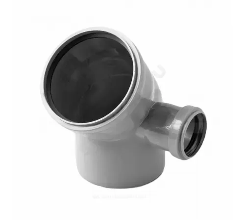 Отвод PP-H с выходом правый серый Дн 110х50х45гр б/нап в/к VALFEX 23112150