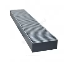 Конвектор внутрипольный рулонная решетка (втулки черные) анодированный алюминий с рамкой U - образный профиль подключение - справа Бриз КЗТО БР2601401800U5АЛ12