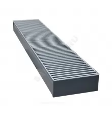 Конвектор внутрипольный рулонная решетка (втулки черные) анодированный алюминий с рамкой U - образный профиль подключение - справа Бриз КЗТО БР2601401800U5АЛ12