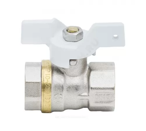 Кран шаровой латунь никель 1102 Standard Ду 15 Ру40 ВР полнопроходной бабочка белая Aquasfera 1102-01 .