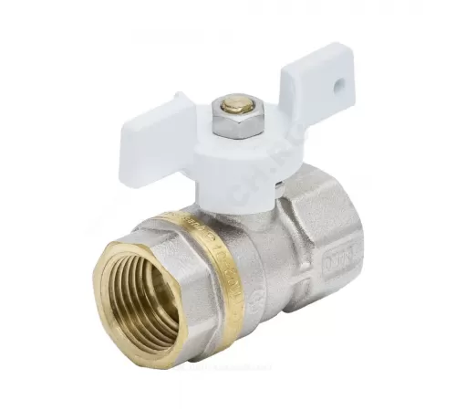 Кран шаровой латунь никель 1102 Standard Ду 15 Ру40 ВР полнопроходной бабочка белая Aquasfera 1102-01 .