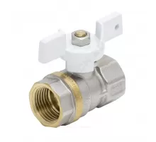 Кран шаровой латунь никель 1102 Standard Ду 15 Ру40 ВР полнопроходной бабочка белая Aquasfera 1102-01 .