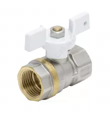 Кран шаровой латунь никель 1102 Standard Ду 15 Ру40 ВР полнопроходной бабочка белая Aquasfera 1102-01 .