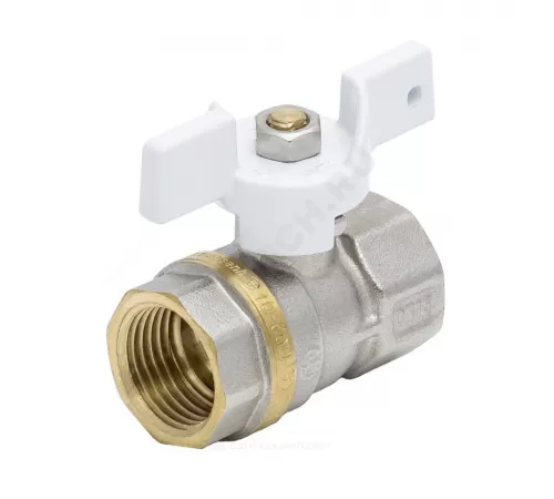 Кран шаровой латунь никель 1102 Standard Ду 15 Ру40 ВР полнопроходной бабочка белая Aquasfera 1102-01 .