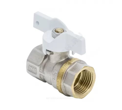 Кран шаровой латунь никель 1102 Standard Ду 15 Ру40 ВР полнопроходной бабочка белая Aquasfera 1102-01 .