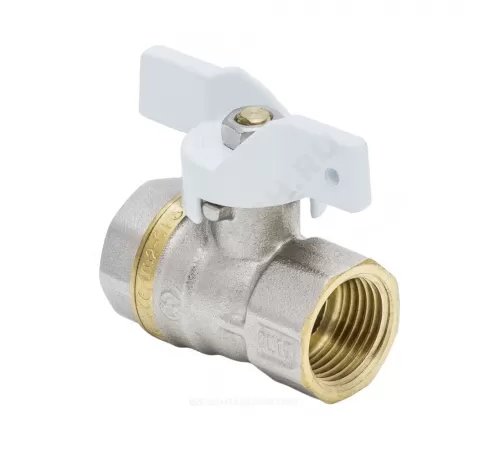 Кран шаровой латунь никель 1102 Standard Ду 15 Ру40 ВР полнопроходной бабочка белая Aquasfera 1102-01 .