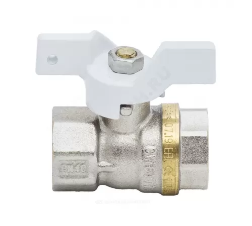 Кран шаровой латунь никель 1102 Standard Ду 15 Ру40 ВР полнопроходной бабочка белая Aquasfera 1102-01 .