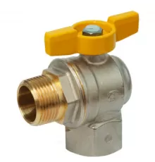 Кран шаровой латунь никель угловой газ R781 Ду 15 Ру5 ВР/НР полнопроходной бабочка Giacomini R781GBX003