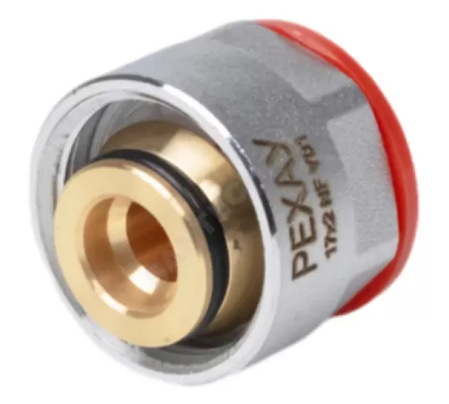 Соединитель для PE-X труб обжим хром Дн 17х3/4" под евроконус ВР THERM S Рехау 12506073002