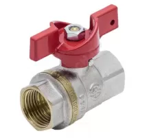 Кран шаровой латунь никель 1002 Euro Ду 25 Ру25 ВР полнопроходной бабочка красная Aquasfera 1002-03 .