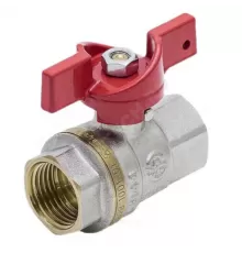 Кран шаровой латунь никель 1002 Euro Ду 15 Ру40 ВР полнопроходной бабочка красная Aquasfera 1002-01 .