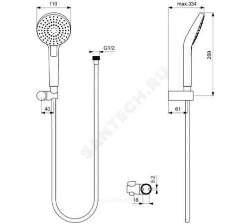 Смеситель встраиваемый для ванны с душем одноручный CERAFLEX Ideal Standard BC447AA